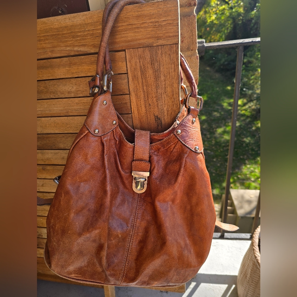 Laurenzi Italy Leather Shoulder Bag - Vintage Style